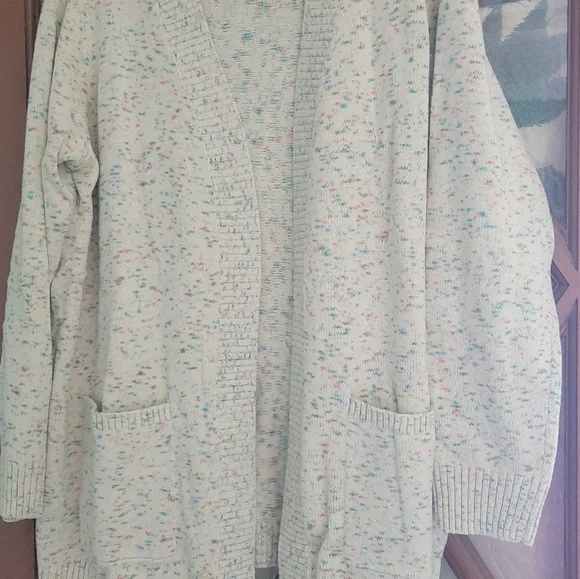 Belle Kim Gravel Cardigan Open Front Sweater Knit 1X - Picture 4 of 7